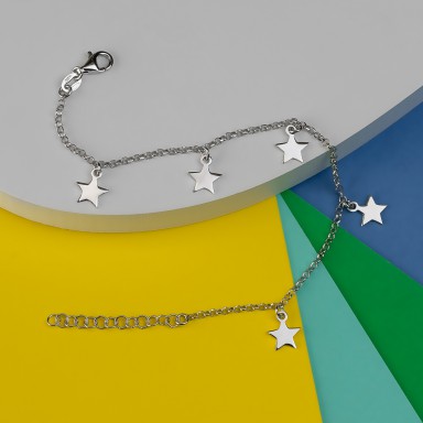 Stars bracelet in rhodium-finished 925 silver