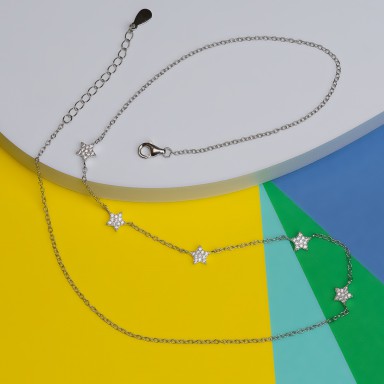 Girocollo in argento 925 con stelline con zirconi