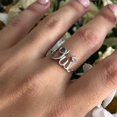 "Oui" ring in silver 925