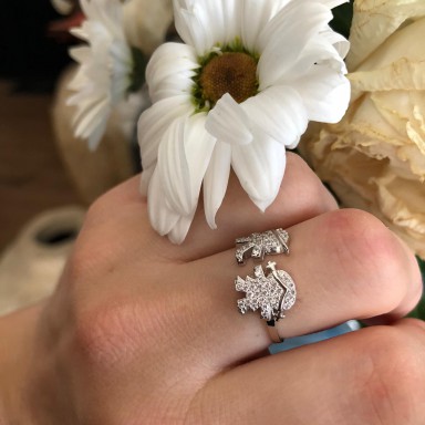 Anello regolabile bimbo bimba in argento 925 rodiato
