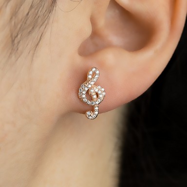 Single violin key earring in 925 silver