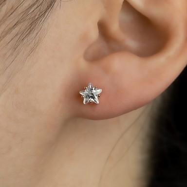 Single lobe earring 925 silver star