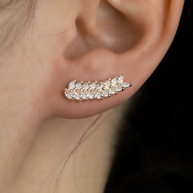 Single lobe earring 925 silver pink gold