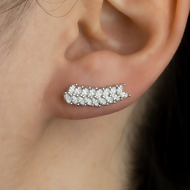 Single lobe earring 925 rhodium