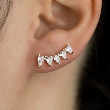 Single lobe earring 925 silver pink gold