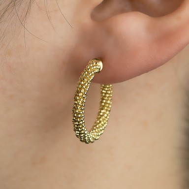 Pair of hoop earrings in 925 silver gold-plated large 2.2 cm