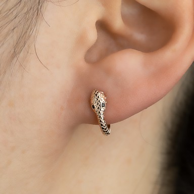 Single snake hoops earring 14 mm 925 silver