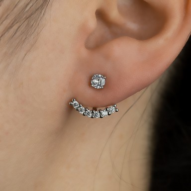 Single lobe earring 925 silver rhodium
