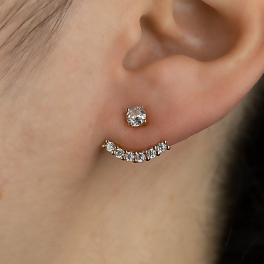Single lobe earring 925 silver gold pink