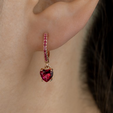 Single pink 925 silver headband with heart with fuxia zircon