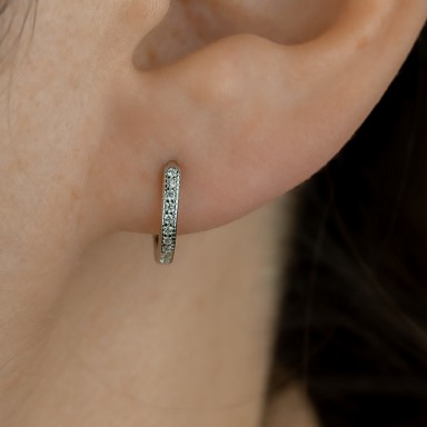 Cerchietto singolo 12 mm argento 925 con zirconi bianchi