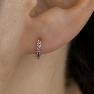 Single headband 12 mm 925 silver rose gold plated with pourple zircons