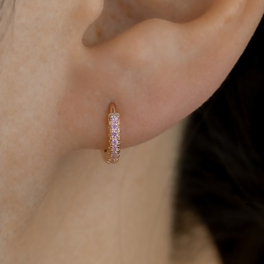 Single headband 12 mm 925 silver rose gold plated with pink zircons