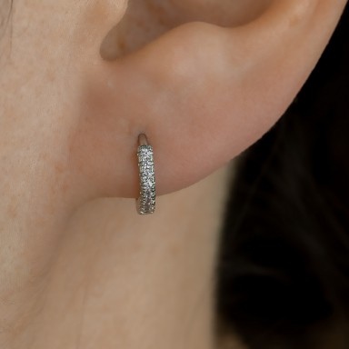 Single headband 12 mm 925 silver with white zircons