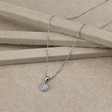 Heart necklace in 925 silver with zircons