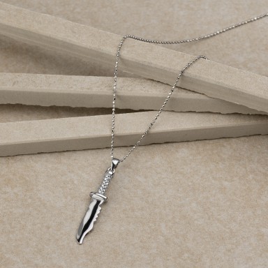 Knife pendant necklace in 925 silver with zircons