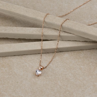 Heart necklace in 925 silver rose gold with white zircon