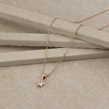 Star necklace in 925 silver rose gold with white zircon