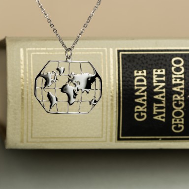"Around the world" world necklace in stainless steel
