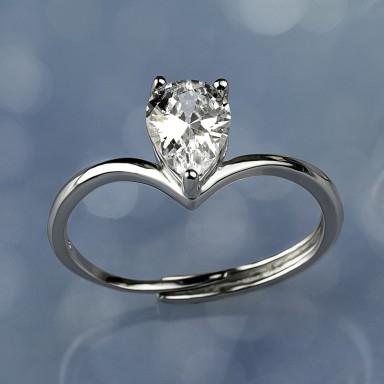 Adjustable drop ring in 925 rhodium silver