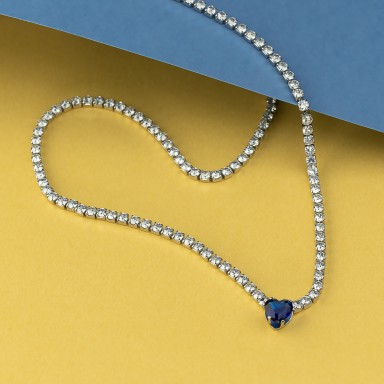 copy of Stainless steel necklace with white heart-shaped zircons