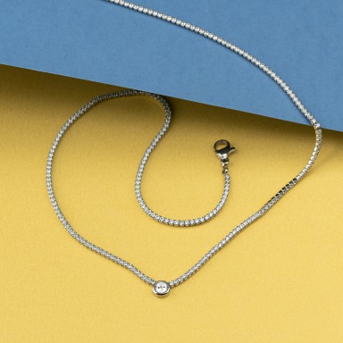 Stainless steel necklace with zircons
