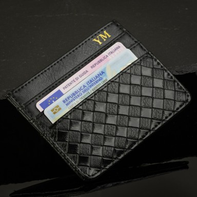Card holder in eco-leather customizable with initials