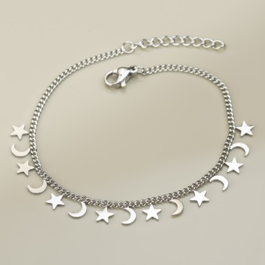 Stainless steel stars and moons bracelet
