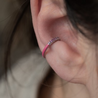 Ear cuff in argento 925 fuxia fluo