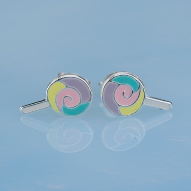 Pair of lollipop earrings in 925 silver