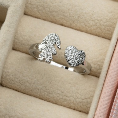Adjustable baby girl ring in rhodium-plated 925 silver