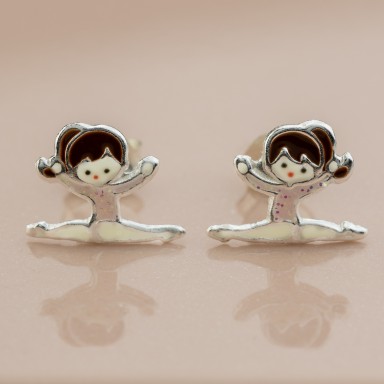 Pair of 925 silver gymnast fuchsia earrings