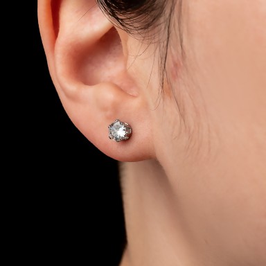 Pair of zircon earrings in stainless steel
