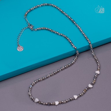 Girocollo cuori "Grey" in acciaio inox
