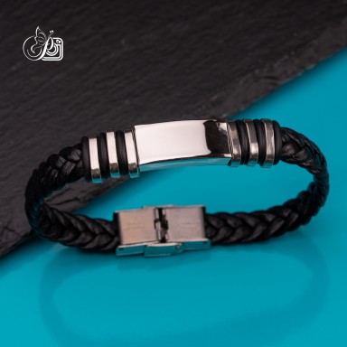 TRECCIA bracelet in eco-leather and stainless steel