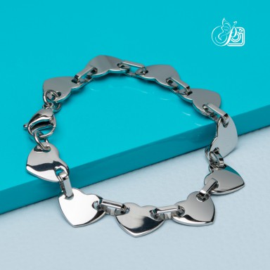 Bracciale cuori "LOVELY" incatenati in acciaio inox