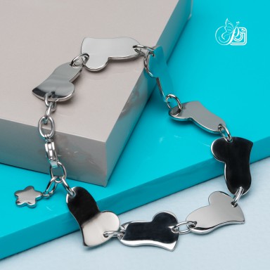 Bracciale cuori "COMELY" incatenati in acciaio inox