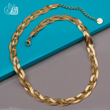 Girocollo snake 3 fili in acciaio inox placcato oro