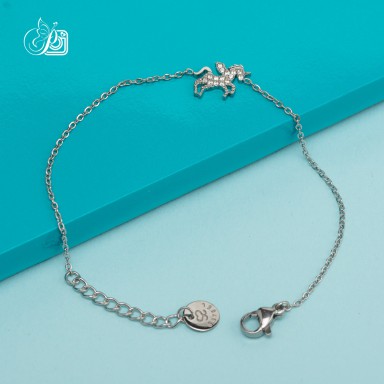 Bracciale unicorno con zirconi in acciaio inox