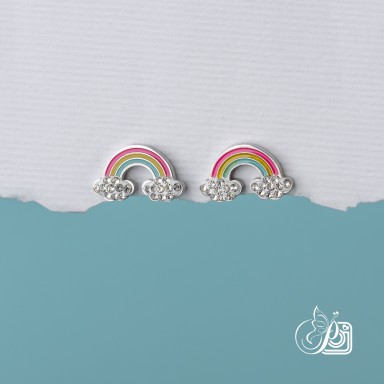 Orecchini a lobo con arcobaleno in acciaio inox smaltato