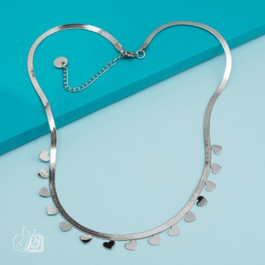 Girocollo snake con cuori in acciaio inox luxury
