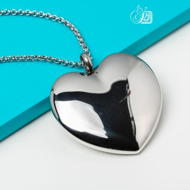 Collana lunga MEGA cuore in acciaio inox