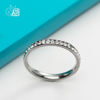 zircon Ring in stainless steel