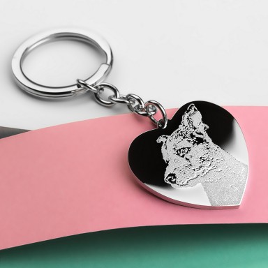 Heart Keychain with photo in stainless steel