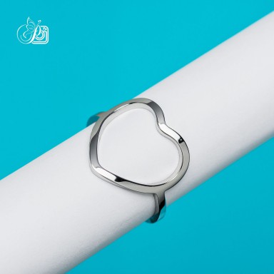 Adjustable heart ring in stainless steel