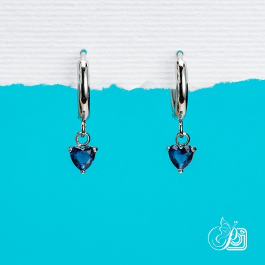 Orecchini cuore blu in acciaio inox