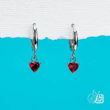 Orecchini cuore rosso in acciaio inox