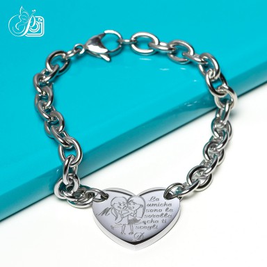 Heart bracelet FRIENDS ARE THE SISTERS YOU CHOOSE in stainless steel