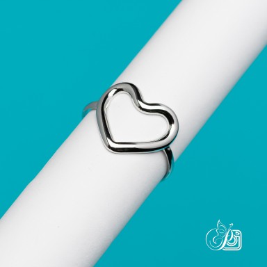 Anello regolabile cuore grande in acciaio inox