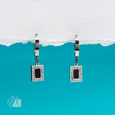 Square earrings in stainless steel